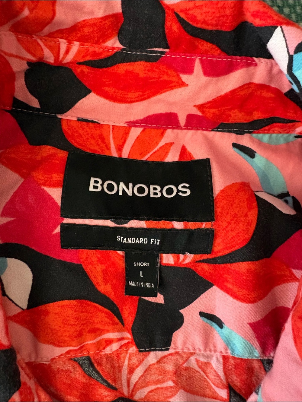 Bonobos Riviera Short Sleeve Men's Shirt Buttondown Print L Slim Fit - Picture 3 of 4